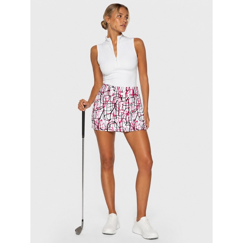 Swing Control Womens Golf Skort Size 16 Pink White Abstract